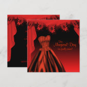 Elegante rode en zwarte Quinceanera Kaart (Voorkant / Achterkant)