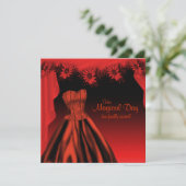 Elegante rode en zwarte Quinceanera Kaart (Staand voorkant)