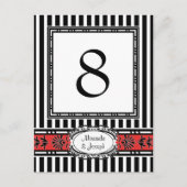 Elegante rode en zwarte trouwtafel nummers briefkaart (Voorkant)