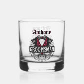 Elegante rode en zwarte Tuxedo Bowtie Groomsmen Whisky Glas (Achterkant)