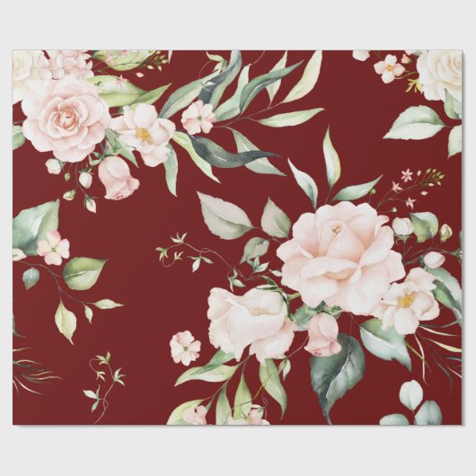 Elegante rode eucalyptus groen bruiloft cadeaupapier (Vlak)