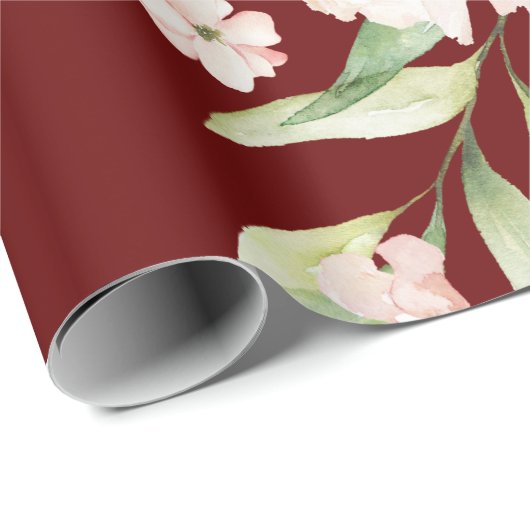 Elegante rode eucalyptus groen bruiloft cadeaupapier (Rol Hoek)