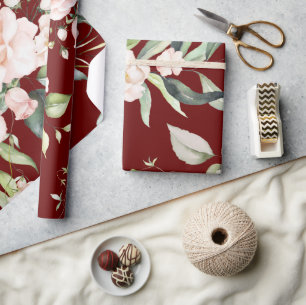 Elegante rode eucalyptus groene trouwdag cadeaupapier