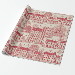 Elegante rode Europese toile landschapsprint Cadeaupapier