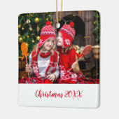 Elegante rode familie foto modern keramisch ornament (Links)