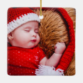 Elegante rode familie foto modern keramisch ornament (Achterkant)