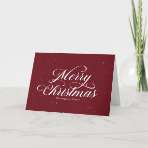 Elegante Rode Fijne Kerstdagen Script Foto Sneeuw Feestdagen Kaart
