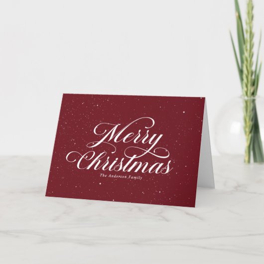 Elegante Rode Fijne Kerstdagen Script Foto Sneeuw Feestdagen Kaart (Voorkant)