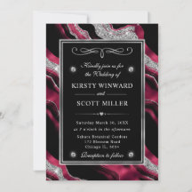 Elegante rode folie & zilveren glitters agaat brui