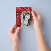 Elegante rode foto budget bruiloft bedankkaart flyer (Hand)