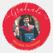 Elegante rode foto Spaans afgestudeerd Ronde Sticker (Voorkant)