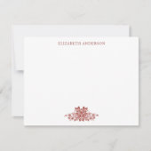 Elegante rode Franse  Toile Flat Note Kaart Notitiekaartje (Voorkant)