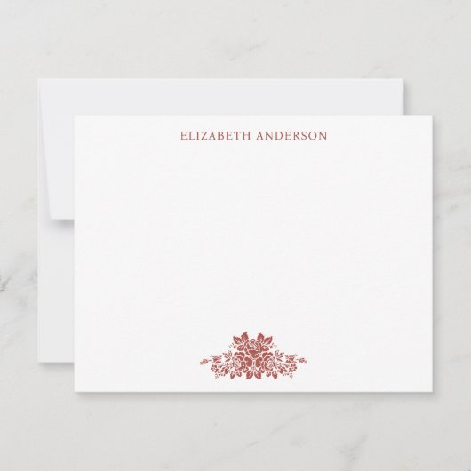 Elegante rode Franse  Toile Flat Note Kaart Notitiekaartje (Voorkant)