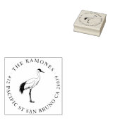 Elegante rode gekroonde kraanfamilie retouradres rubberstempel (Gestempeld)