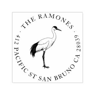Elegante rode gekroonde kraanfamilie retouradres zelfinktende stempel