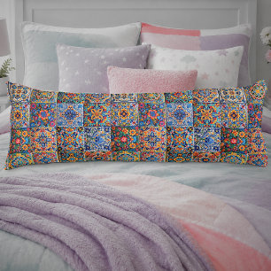 Elegante rode gele Mexicaanse Talavera-tegels Lichaamskussen