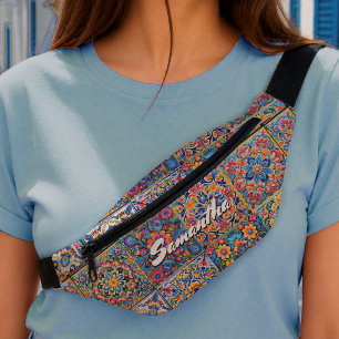 Elegante Rode Gele Talavera Monogram Heuptasje