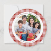 Elegante rode geplakte kerstvakantie fotokaart feestdagenkaart (Voorkant)