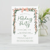 Elegante rode gestreepte boog groen vakantie parti kaart (Staand voorkant)