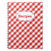 Elegante rode gingham patroon recepten notitieboek (Voorkant)