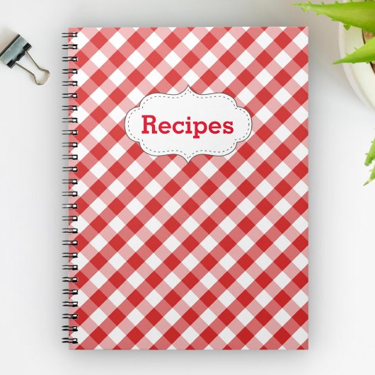 Elegante rode gingham patroon recepten notitieboek
