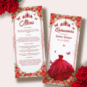 Elegante rode glitter bloemenquinceanera jurk menu