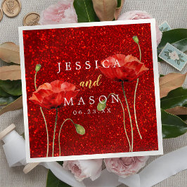 Elegante rode glitter Flowey bruiloft cocktail Servet