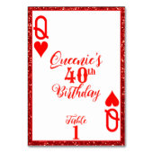 Elegante rode glitter koningin van harten verjaard kaart (Voorkant)