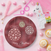 Elegante rode glitter Ornamenten Vrolijk kerstfees Papieren Bordje (Feest)