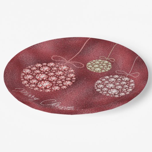 Elegante rode glitter Ornamenten Vrolijk kerstfees Papieren Bordje (Gekanteld)