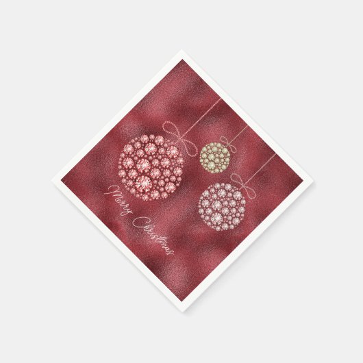 Elegante rode glitter Ornamenten Vrolijk kerstfees Servet (Hoek)