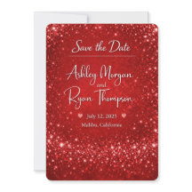 Elegante Rode Glitter Save the Date Kaart