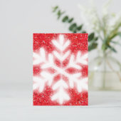 Elegante rode glitter witte sneeuwvlok feestdagenkaart (Staand voorkant)