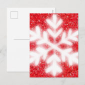 Elegante rode glitter witte sneeuwvlok feestdagenkaart (Voorkant / Achterkant)