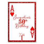 Elegante rode glitters aas van harten verjaardagsf kaart (Achterkant)