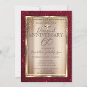Elegante rode glitters bruiloft jubileum  kaart (Voorkant)