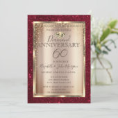 Elegante rode glitters bruiloft jubileum  kaart (Staand voorkant)