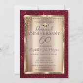 Elegante rode glitters trouwdatum  kaart (Voorkant)