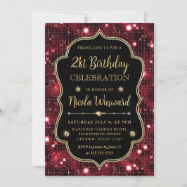 Elegante rode glitters vintage lijst verjaardag kaart