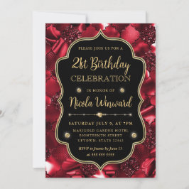 Elegante rode glitters vintage lijst verjaardag kaart