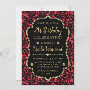 Elegante rode glitters vintage lijst verjaardag kaart
