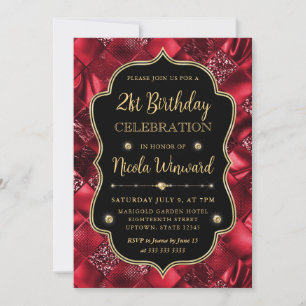 Elegante rode glitters vintage lijst verjaardag kaart