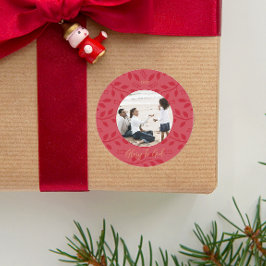 Elegante Rode Glorie aan God Botanische Kerstmis F Ronde Sticker