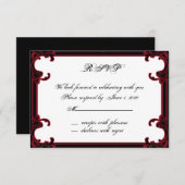 Elegante rode Gotische Lijst Respons Kaart (Voorkant / Achterkant)