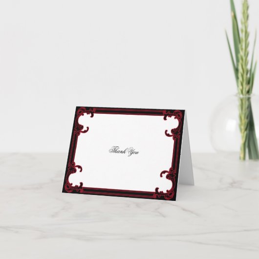 Elegante Rode Gotische Lijst Trouw Dank Je Bedankkaart (Voorkant)