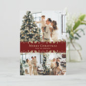 Elegante rode goud hulst foto kerstkaart (Staand voorkant)