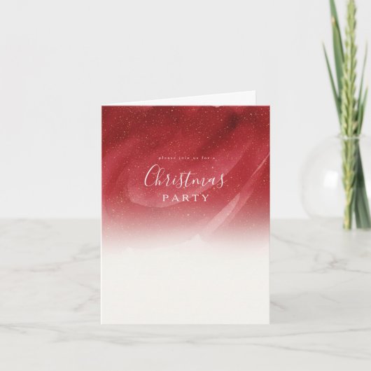 Elegante Rode & Gouden Abstracte Gevouwen Kerst Ui (Voorkant)