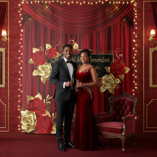 Elegante rode & gouden bloemstuk als achtergrond v wandkleed