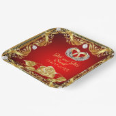 Elegante rode gouden diamant gepersonaliseerd papieren bordje (Gebogen)