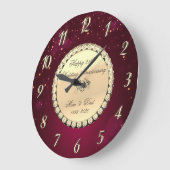 Elegante rode gouden diamanten 25ste trouwdag grote klok (Hoek)